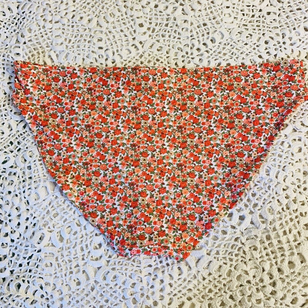 OG $24.95 NWT! Aerie (XL)Swim Bottom Bikini Orange Red White Green Floral Design